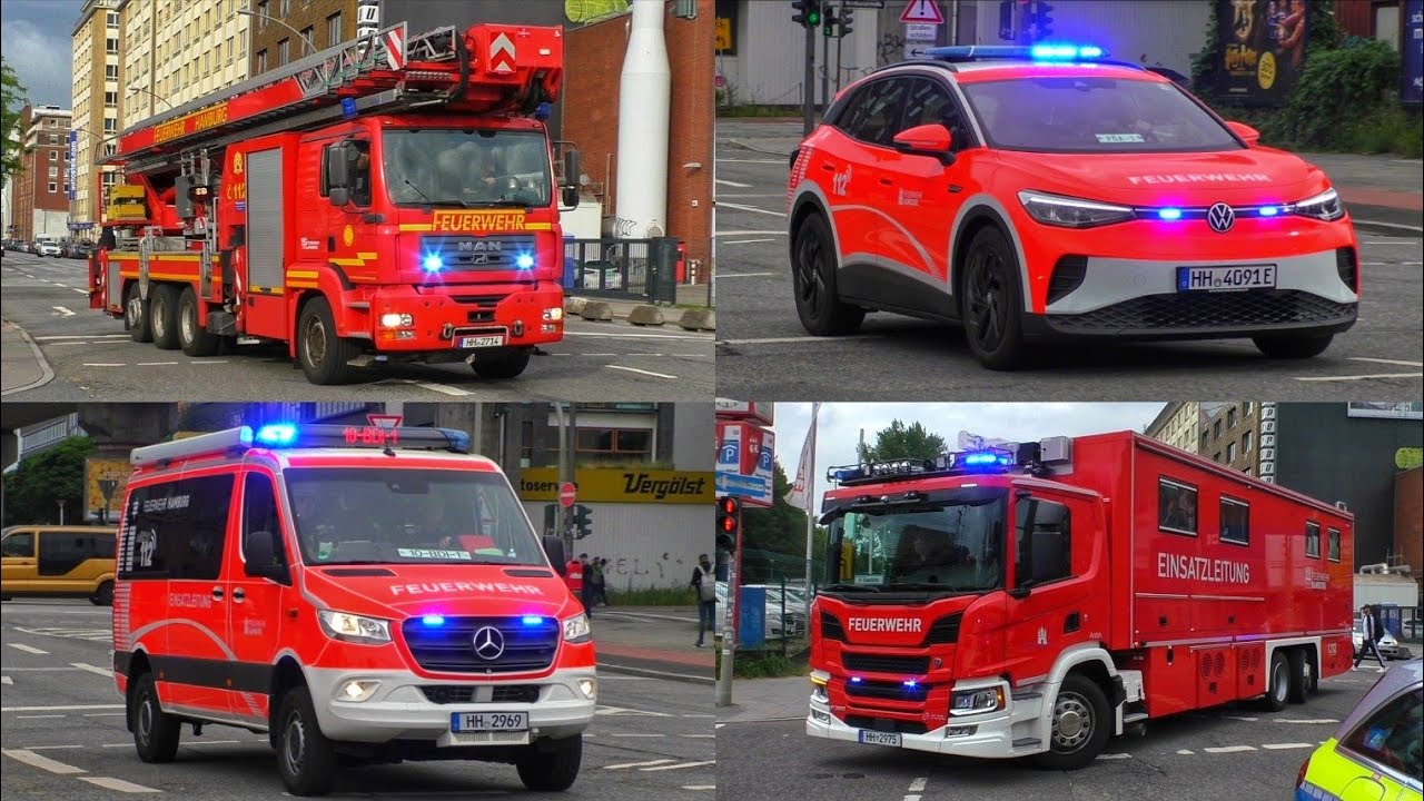 [🔥FEU4 - DACHBRAND IN SCHULE🚨] Einsatzfahrten》TMF53, Neuer KdoW, ELW2 uvm. || Feuerwehr Hamburg