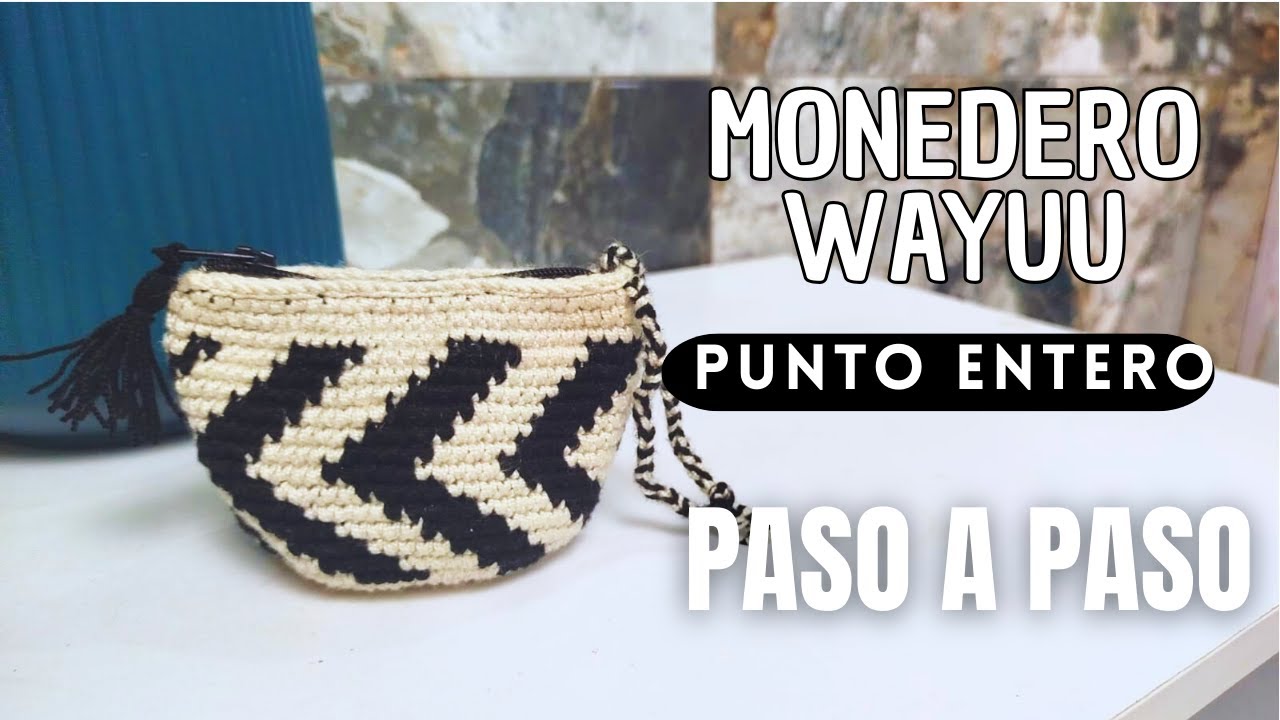 Como Tejer Monedero wayuu  en Punto Entero  paso a paso