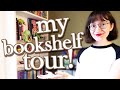 Bookshelf tour  my favorite books nora roberts collection ya must reads and my physical tbr