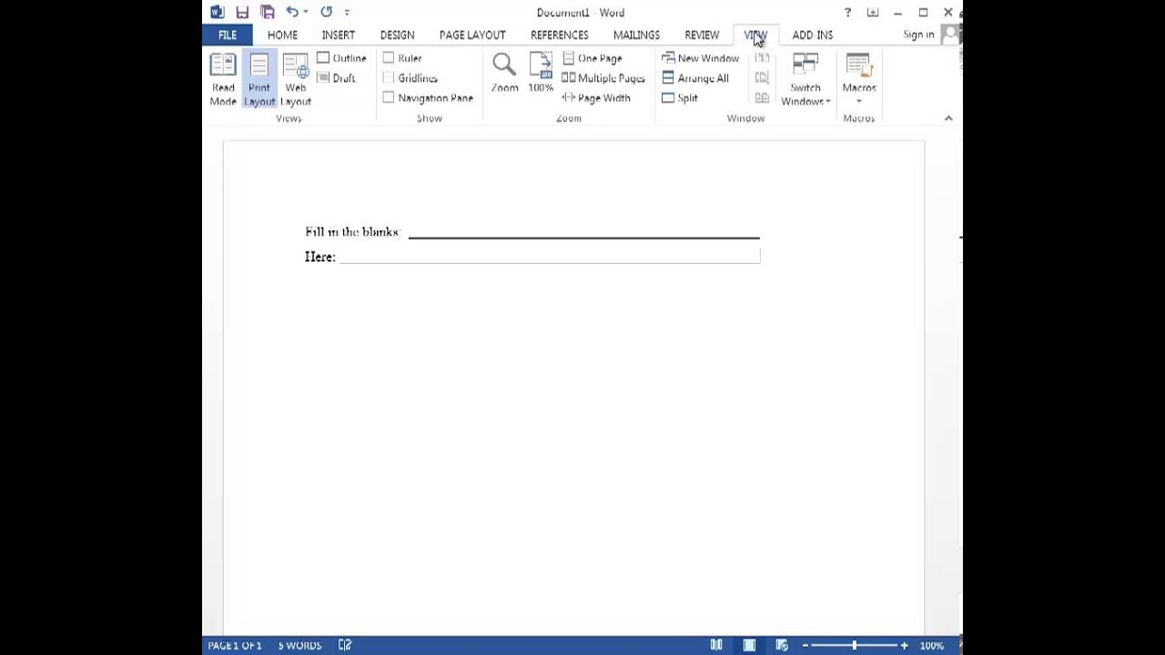 How To Do Fill In The Blank On Word