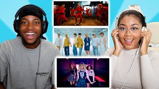 REACTING to KPOP for the FIRST TIME! (STRAY KIDS , BLACKPINK AND BTS)