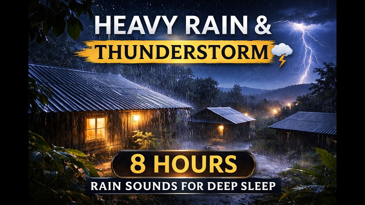 Goodbye Insomnia in 3 Minutes Heavy Rain & Thunder on Tin Roof at Night ...