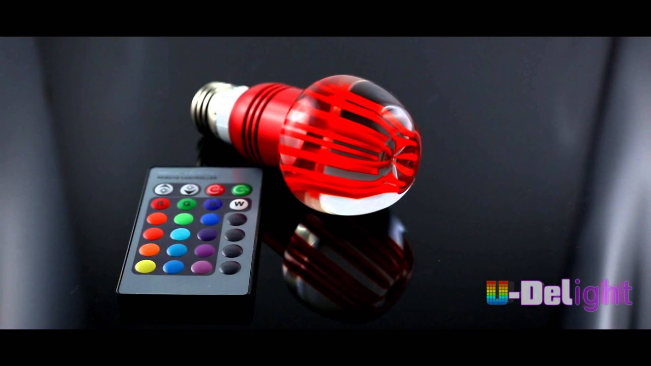 AMPOULE LED CRISTAL PARALLELES RGB E27 TELECOMMANDE 3W