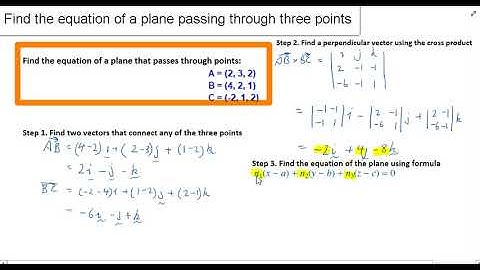 Vectors   Find the equation of a plane that passes through 3 points