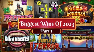 Biggest WINS!! Of 2023 Part 1.. Gems Bonanza, Sword Of Shoguns, Castle Of Terror & Many More