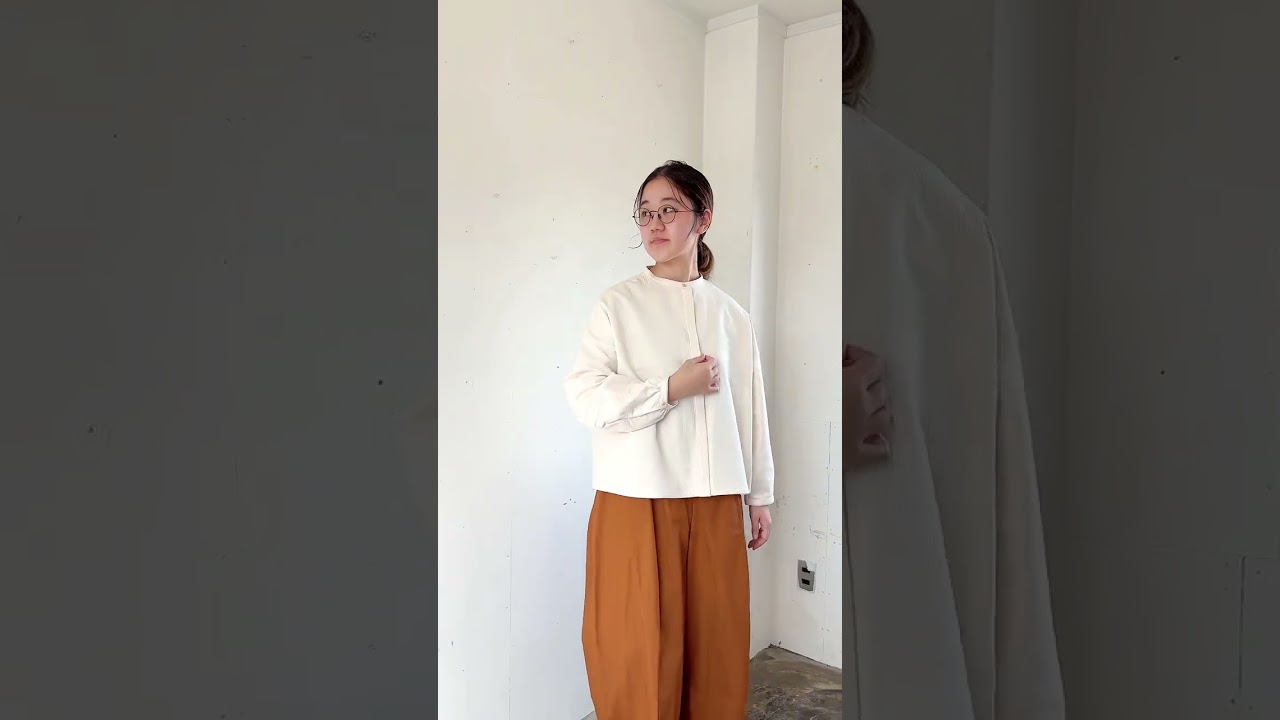 スタンドカラーシャツ ふくれ織 - YouTube