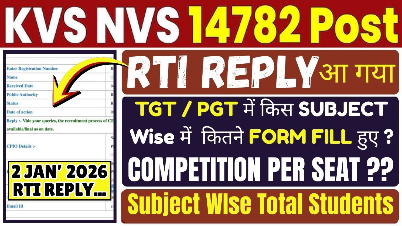 Total Forms Filled in KVS/NVS Teaching Exam 2025 | Subject-Wise PGT & TGT Applicants ( Latest )