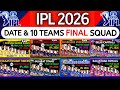 IPL 2026 - Details & All Team Final Squad | IPL Team 2026 Players List | IPL 2026 Schedule & Squad