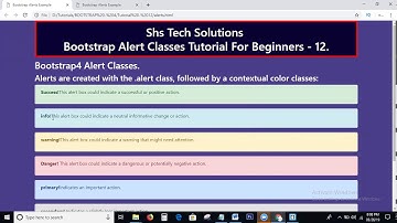 Bootstrap4 Tutorial For Beginners - 12 | Bootstrap4 Alert Classes | Alerts in bootstrap4
