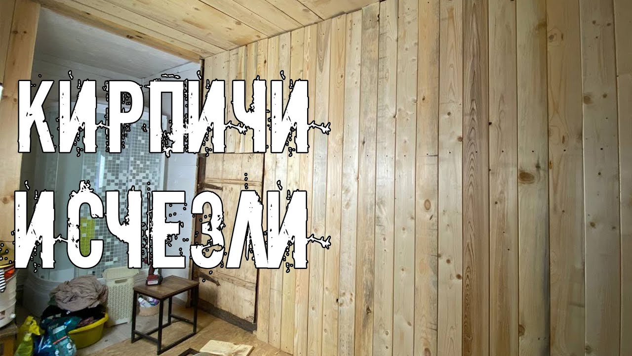 В пристройке исчезли кирпичи. Обшил стену в будущей прихожей