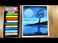 Cómo dibujar un PAISAJE NOCTURNO con TIZAS PASTEL - How to draw NIGHT LANDSCAPE with CHALK PASTEL
