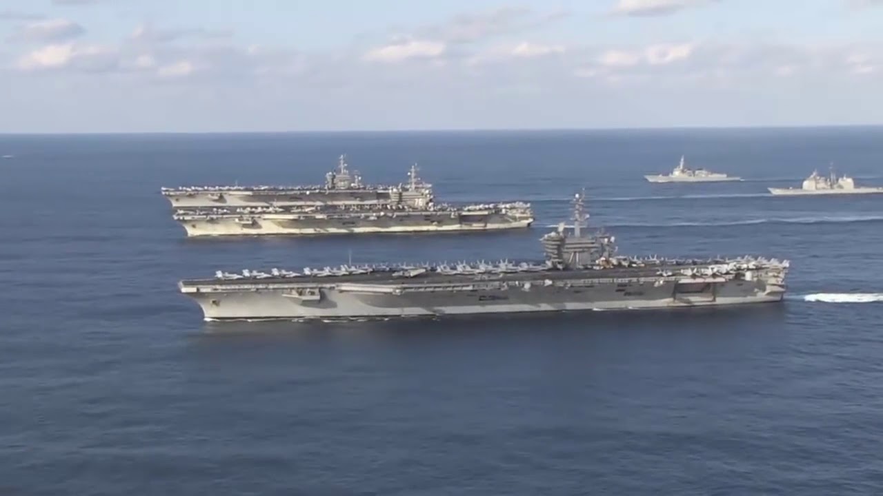U S  Navy Conduct Rare Three Carrier Strike Force Exercise in Western Pacific