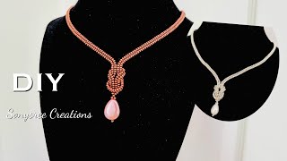 Wedding beaded necklace || Herringbone beaded necklace