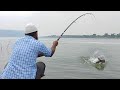 🐟Amazing Fishing video||Black Rohu Fishing||Flood Water in Krishna River||🎣Black Rohu fish catching