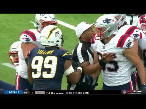 Patriots vs. Chargers HEATED MOMENT after LATE HIT on Mac Jones