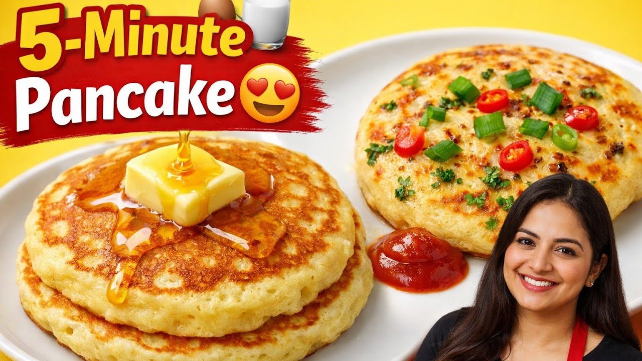 Fastest Egg & Milk Pancake Recipe | Sweet & Namkeen Breakfast in 5 Minutes