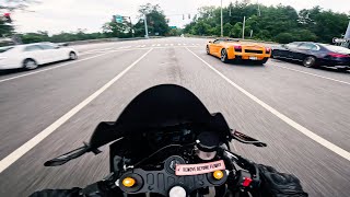 Chasing a Lambo on a Yamaha R7?
