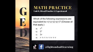 GED Math: Equivalent Exponential Expressions with Variables (0.MP1, Exp, #7)