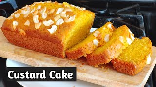 Soft And Spongy Custard Cake | Easy Custard Powder Cake Recipe | Custard Cake Eggless