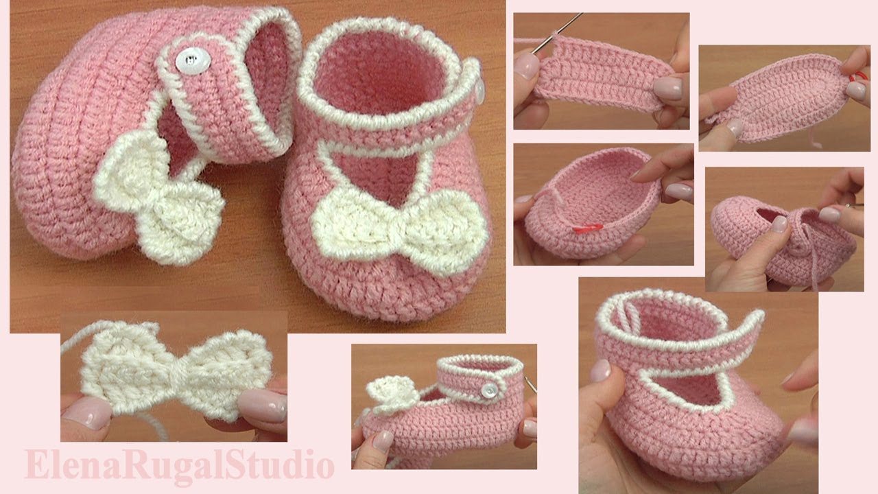 Crochet Bow Shoes  For Baby Part 2 of 2