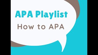 📚 APA Playlist #1 | How to APA | Contra Costa College Library
