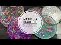 Beautiful Glittery Epoxy Resin Coaster Set-Resin Craft Ideas