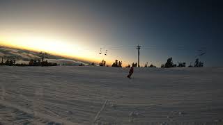 Sunset splitboarding on Mt Hood from the top of the Palmer Snowfield down to Government Camp 🤘☀️🏂