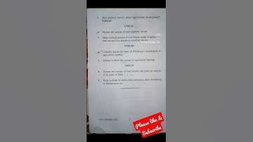 Agricultural Geography with special reference to India || MA/ M.Sc Geography || question paper
