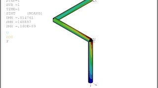 ANSYS Сопротивление материалов. Q-02 (пространственная рама).