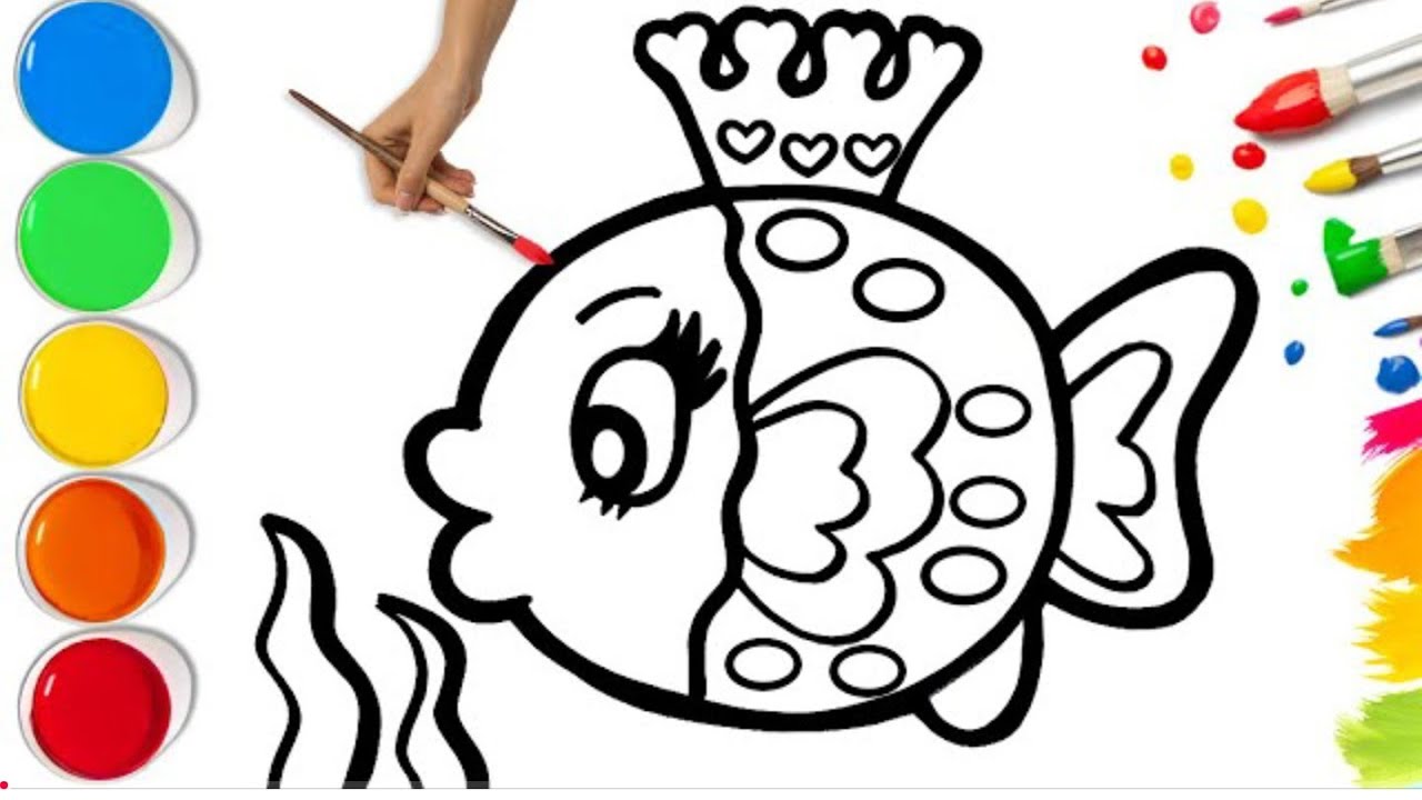 How To Draw a Beautiful Princess Fish Step by Step - Drawing Painting Coloring
