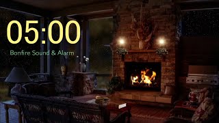 [Relaxing fireplace sound with alarm]5 Minute Countdown Timer for work / study