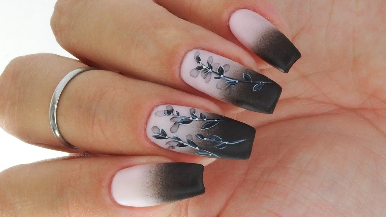 Black Gradient Babyboomer Nails Art Gabrielle Charbonne Youtube