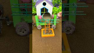 😱 Real Working Mini Tractor Making Cement Pillar |Amazing DIY Construction Machine 🚜#shorts