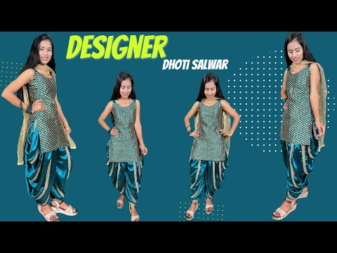 Designer Dhoti Salwar Cutting & Stitching/ How to Make Dhoti Pant Salwar/Cowl Dhoti Salwar with Lace