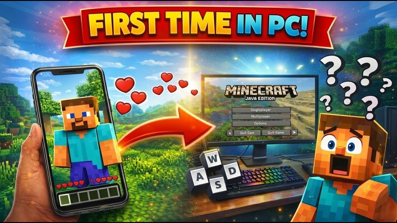 First Time Playing MINECRAFT on PC 😱 | Kya Noob Pro Ban Payega ? 🤔 ...