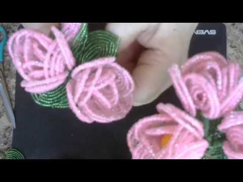 Пионовидная герань.  Мастер - класс.  Бисероплетение.