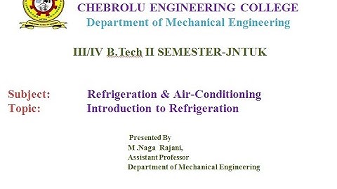 JNTUK IIIME II SEM RAC LECTURE NO 01  Introduction to Air Conditioning