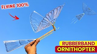 Flying Rubberband ORNITHOPTER | how to make ORNITHOPTER at home | how to make rubberband flying Bird