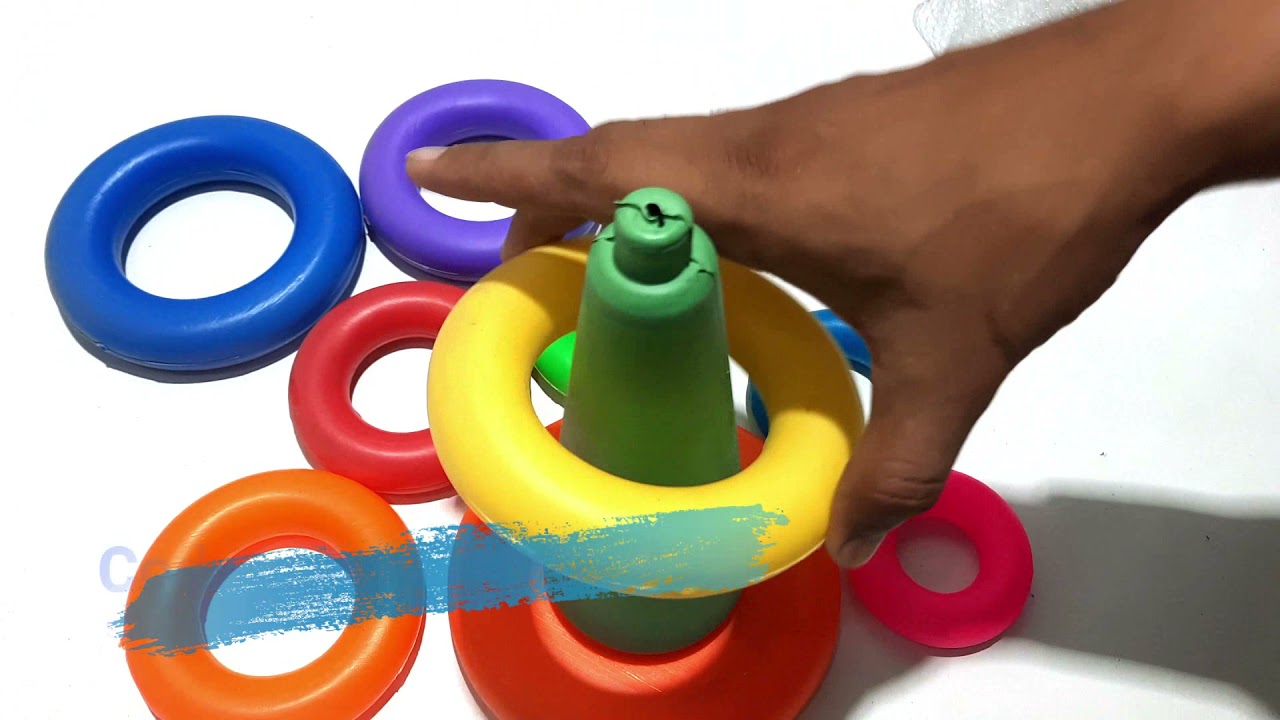 COLORFUL RAINBOW RING TOWER STACKER EDUCATIONAL TOY