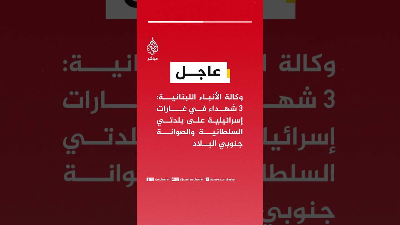 وكالة الأنباء اللبنانية: 3 شـهـ ـداء في غارات إسرائيلية على بلدتي السلطانية والصوانة جنوبي البلاد