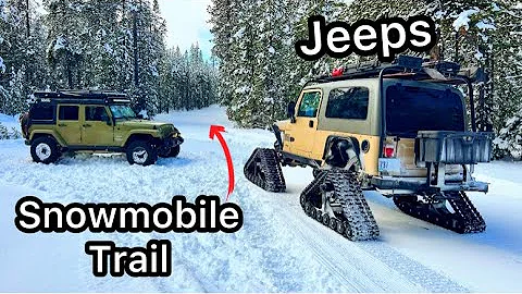 How to make snowmobilers Mad.  Jeeps on a groomed trail!