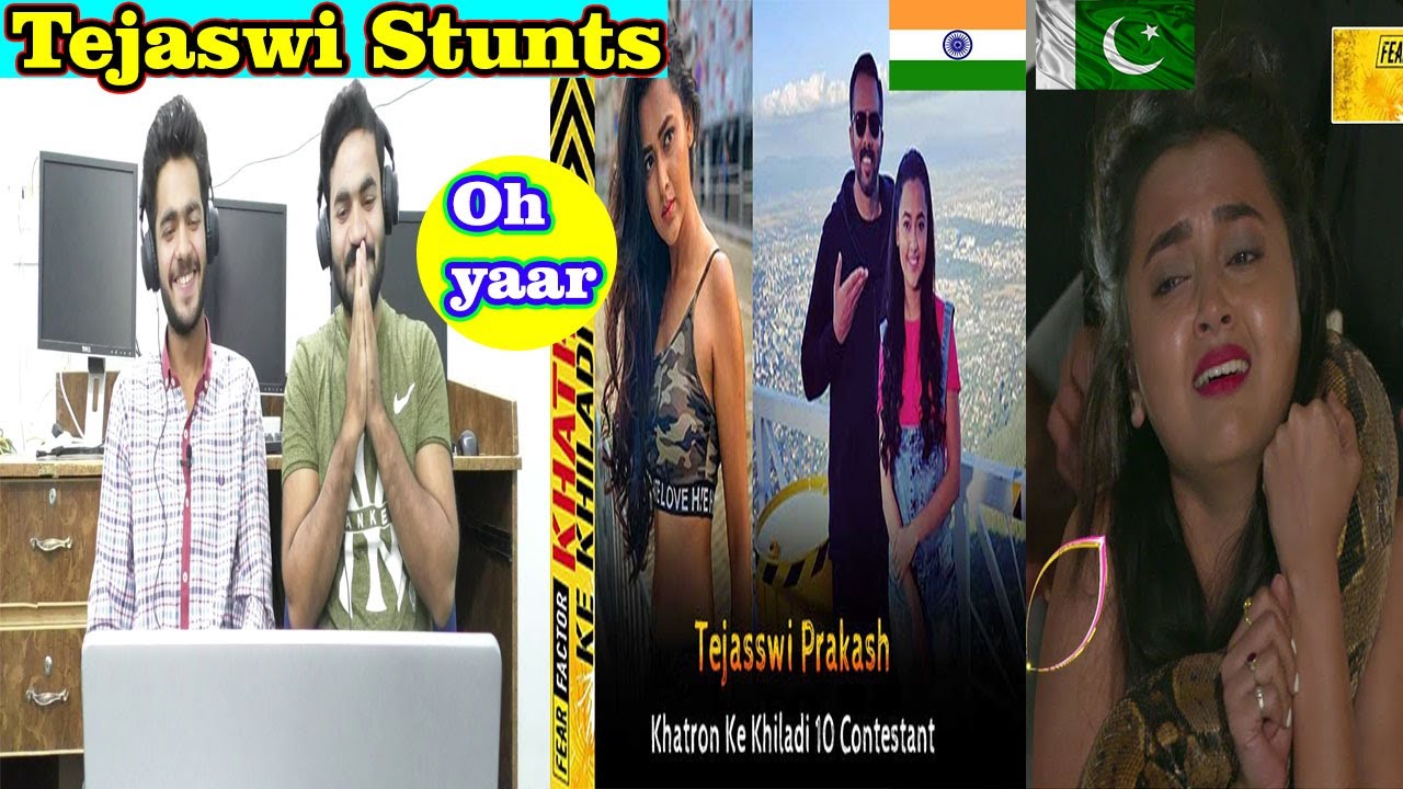 Tejaswi prakash funny cute stunts moments khatron k khiladi rohit shetty fun || pakistani reaction