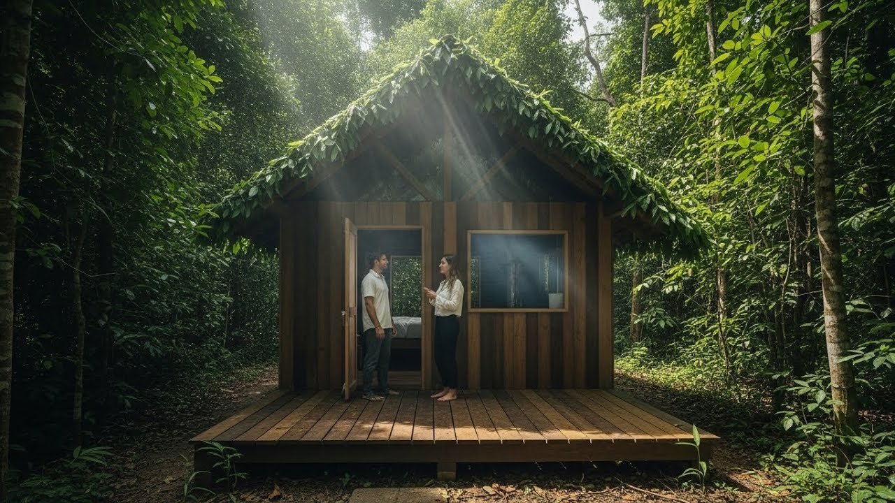 Hidden Jungle Wood Cabin with Natural Cooling System