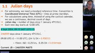 Unisa Radio Astronomy 2024 Lecture 5: Time and coordinate systems