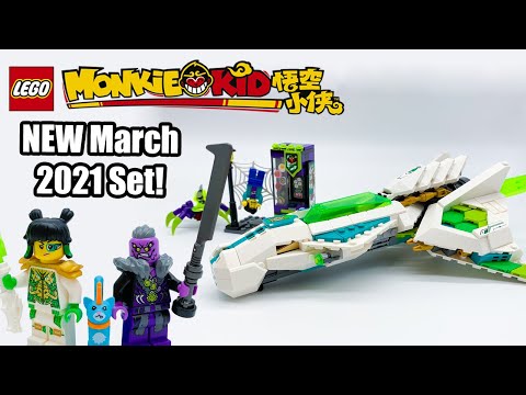 YouTube thumbnail: LEGO Monkie Kid White Dragon Horse Jet Review! NEW March 2021 Set 80020