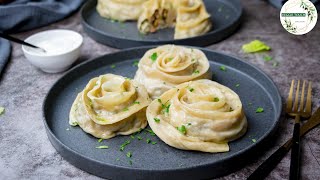 Steamed Mushroom and Potato Dumplings || Гуль-Ханум из Лесных Грибов и Картофеля
