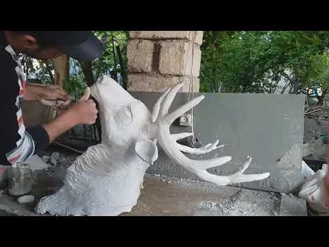 Sculpting a Deer head in plaster _ Sculpting Tutorial