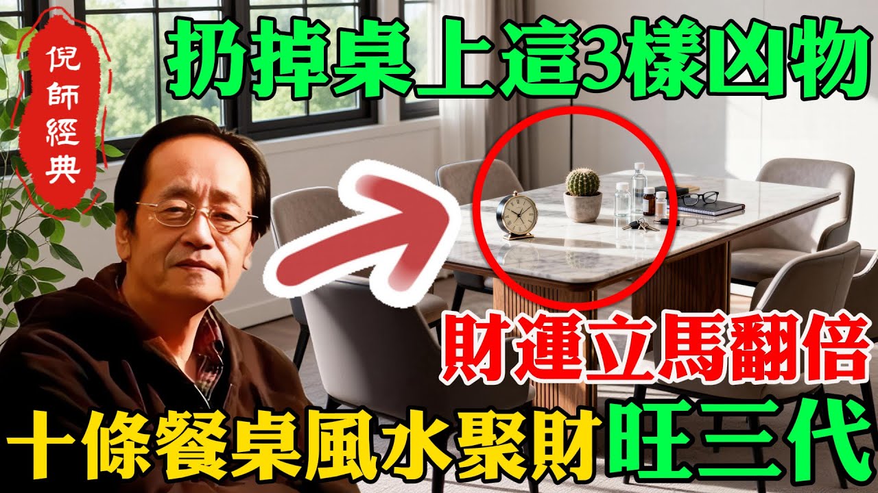 倪海厦：扔掉桌上這3樣「凶物」，財運立馬翻倍！十條餐桌風水聚財旺三代！#倪海厦 #陽宅風水 #餐桌禁忌 #破財 #脾胃養生