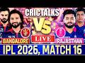 🔴 RCB vs RR, IPL 2026, Cricket Live Match Today, Live Cricket Score Commentary - 10 Over