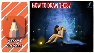 Autodesk Sketchbook drawing ||  Fairy fantasy artwork 🧚‍♀️ screenshot 4